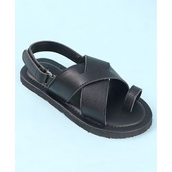 Cute Walk by Babyhug Elasticated Velcro Mojaris Ethnic - Black