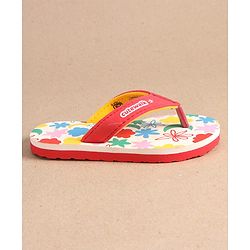 Cute Walk by Babyhug Slip On Flip Flops with Floral Print - Red