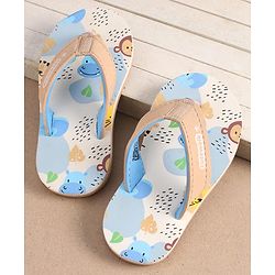 Cute Walk by Babyhug Slip On Flip Flops with Monkey Print - Beige