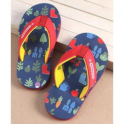 Cute Walk by Babyhug Slip On Flip Flops with Floral Print - Navy Blue