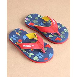 Cute Walk by Babyhug Slip On Flip Flops with Floral Print - Navy Blue