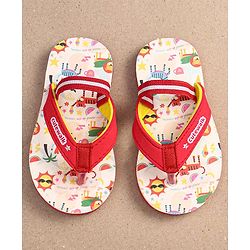 Cute Walk by Babyhug Flip Flops with Backstrap Closure & Animal Print - Red
