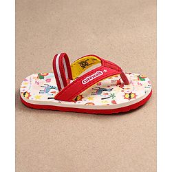 Cute Walk by Babyhug Flip Flops with Backstrap Closure & Animal Print - Red