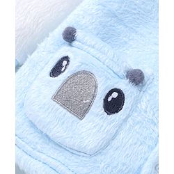Babyhug Velour Knit Full Raglan Sleeves Winter Wear Night Suit with Pockets & Koala Patch - Light Blue