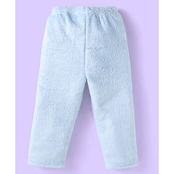 Babyhug Velour Knit Full Sleeves Winter Night Suit With Dino Print - Light Blue