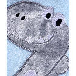 Babyhug Velour Knit Full Sleeves Winter Night Suit With Dino Print - Light Blue