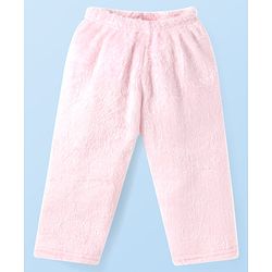 Babyhug Velour Knit Full Sleeves Winter Night Suit With Teddy Bear Print - Pink