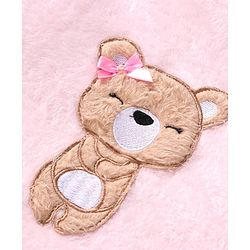Babyhug Velour Knit Full Sleeves Winter Night Suit With Teddy Bear Print - Pink