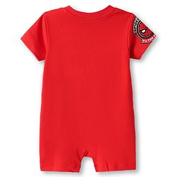 Babyhug Marvel Interlock Knit Half Sleeves Romper With Spider-Man Graphics - Red & Blue