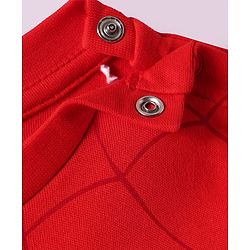 Babyhug Marvel Interlock Knit Half Sleeves Romper With Spider-Man Graphics - Red & Blue