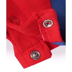 Babyhug Marvel Interlock Knit Half Sleeves Romper With Spider-Man Graphics - Red & Blue