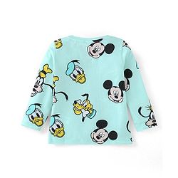 Babyhug Disney Single Jersey Knit Full Sleeves Night Suit with Mickey Mouse Print - Aqua Blue