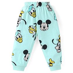 Babyhug Disney Single Jersey Knit Full Sleeves Night Suit with Mickey Mouse Print - Aqua Blue