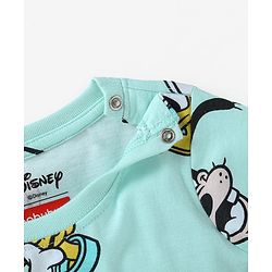 Babyhug Disney Single Jersey Knit Full Sleeves Night Suit with Mickey Mouse Print - Aqua Blue