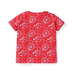 Babyhug Disney Single Jersey Knit Half Sleeves T-Shirt With Mickey Mouse Print & Pocket Detailing - Red