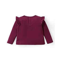 Babyhug Disney Single Jersey Knit Full Sleeves Top With Minnie Mouse Graphics and Frill Detailing - Maroon
