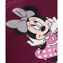 Babyhug Disney Single Jersey Knit Full Sleeves Top With Minnie Mouse Graphics and Frill Detailing - Maroon