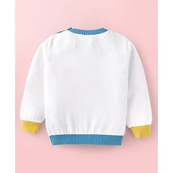 Babyhug Cotton Knitted Full Sleeves Pullover Sweater With Animal Design - White