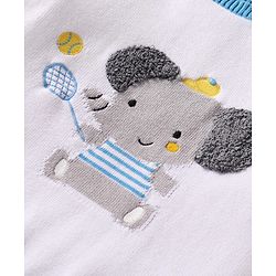 Babyhug Cotton Knitted Full Sleeves Pullover Sweater With Animal Design - White