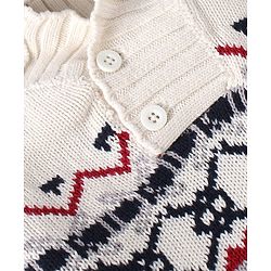 Babyhug Cotton Knitted Full Sleeves Pullover Sweater With Aztec Design - White