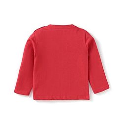 Babyhug Cotton Knit Full Sleeves Night Suit With Stripes & Dinosaurs Print - Red & Navy