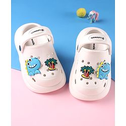 Cute Walk by Babyhug Clogs with Backstrap Beach Theme Applique - White