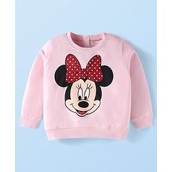 Babyhug Disney Terry Knit Full Sleeves T-Shirt & Lounge Pant Set With Minnie Mouse Graphics - Pink