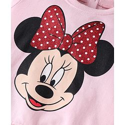 Babyhug Disney Terry Knit Full Sleeves T-Shirt & Lounge Pant Set With Minnie Mouse Graphics - Pink