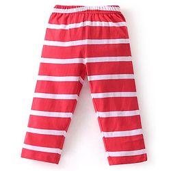 Babyhug Cotton Knit Full Sleeves Night Suit With Stripes & Car Print - Red