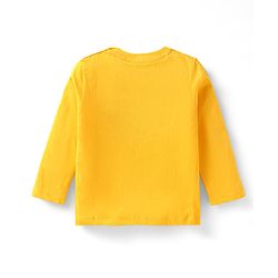 Babyhug Cotton Knit Full Sleeves Night Suit with Text Print & Stripes - Yellow