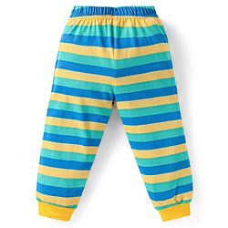 Babyhug Cotton Knit Full Sleeves Night Suit with Text Print & Stripes - Yellow