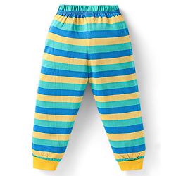 Babyhug Cotton Knit Full Sleeves Night Suit with Text Print & Stripes - Yellow