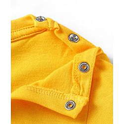 Babyhug Cotton Knit Full Sleeves Night Suit with Text Print & Stripes - Yellow