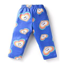 Babyhug Cotton Knit Full Sleeves Night Suit Set with Heart Print - Light Blue