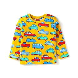 Babyhug Cotton Knit Full Sleeves Night Suit With Vehicles Print - White