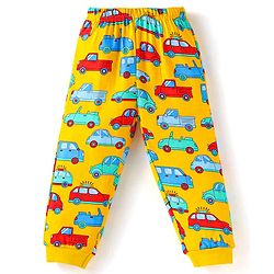 Babyhug Cotton Knit Full Sleeves Night Suit With Vehicles Print - White