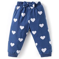 Babyhug Cotton Knit Full Sleeves Night Suit With Heart Print & Patch - Navy Blue