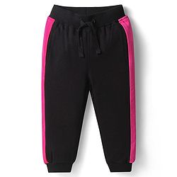Babyhug Terry Knit Premium Light Gauge Terry Full Sleeves T-Shirt & Lounge Pants Set With Reversible Sequin Detailing - Black