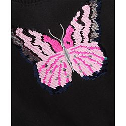 Babyhug Terry Knit Premium Light Gauge Terry Full Sleeves T-Shirt & Lounge Pants Set With Reversible Sequin Detailing - Black