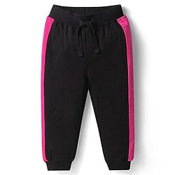 Babyhug Terry Knit Premium Light Gauge Terry Full Sleeves T-Shirt & Lounge Pants Set With Reversible Sequin Detailing - Black