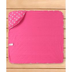 Babyhug Cotton Interlock Floral Print  Hooded Wrapper L 75 x B 72.5 cm - Dark Pink