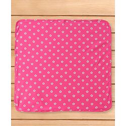 Babyhug Cotton Interlock Floral Print  Hooded Wrapper L 75 x B 72.5 cm - Dark Pink