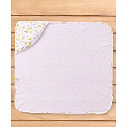 Babyhug Cotton Interlock Tropical Print Hooded Wrapper L 74 x B 74 cm - White