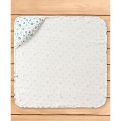 Babyhug Cotton Interlock Space Theme Print Hooded Wrapper L 73 x B 73 cm - Light Blue & White