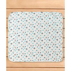 Babyhug Cotton Interlock Space Theme Print Hooded Wrapper L 73 x B 73 cm - Light Blue & White