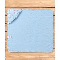 Babyhug Cotton Interlock Cupcake Print Hooded Wrapper L 74 x B 71 cm - Light Blue