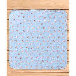 Babyhug Cotton Interlock Cupcake Print Hooded Wrapper L 74 x B 71 cm - Light Blue