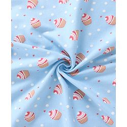 Babyhug Cotton Interlock Cupcake Print Hooded Wrapper L 74 x B 71 cm - Light Blue