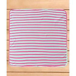 Babyhug Cotton Interlock Striped Hooded Wrapper L 75 x B 73 cm - Green & Red