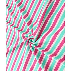 Babyhug Cotton Interlock Striped Hooded Wrapper L 75 x B 73 cm - Green & Red